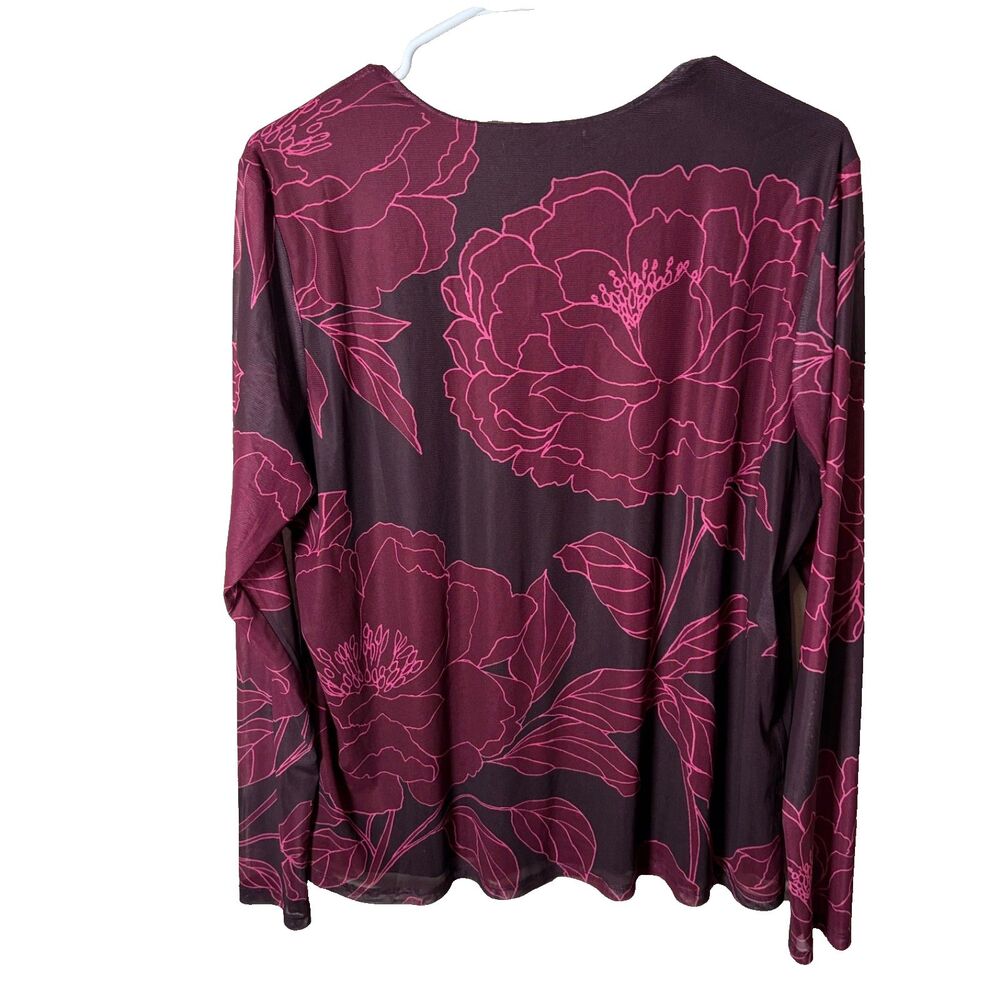 Les Serein Blouse Women's XL V-Neck Floral Long Sleeve Casual Top Shirt - Picture 2 of 8
